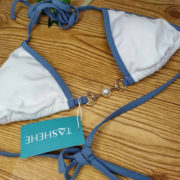 Triangle Ribbed Bikini String Top By Tashehe - Picture 7 of 7